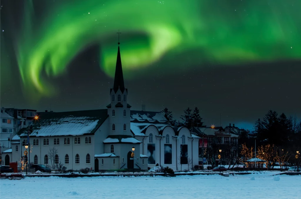 Aurora boreal em Reykjavik